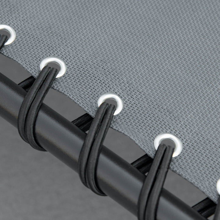 MCL Portable Sun Lounger, Folding Camping Bed Cot, Reclining Lounge Chair 5-position Adjustable Backrest with Side Pocket, Pillow for Patio Garden Beach Pool, Grey