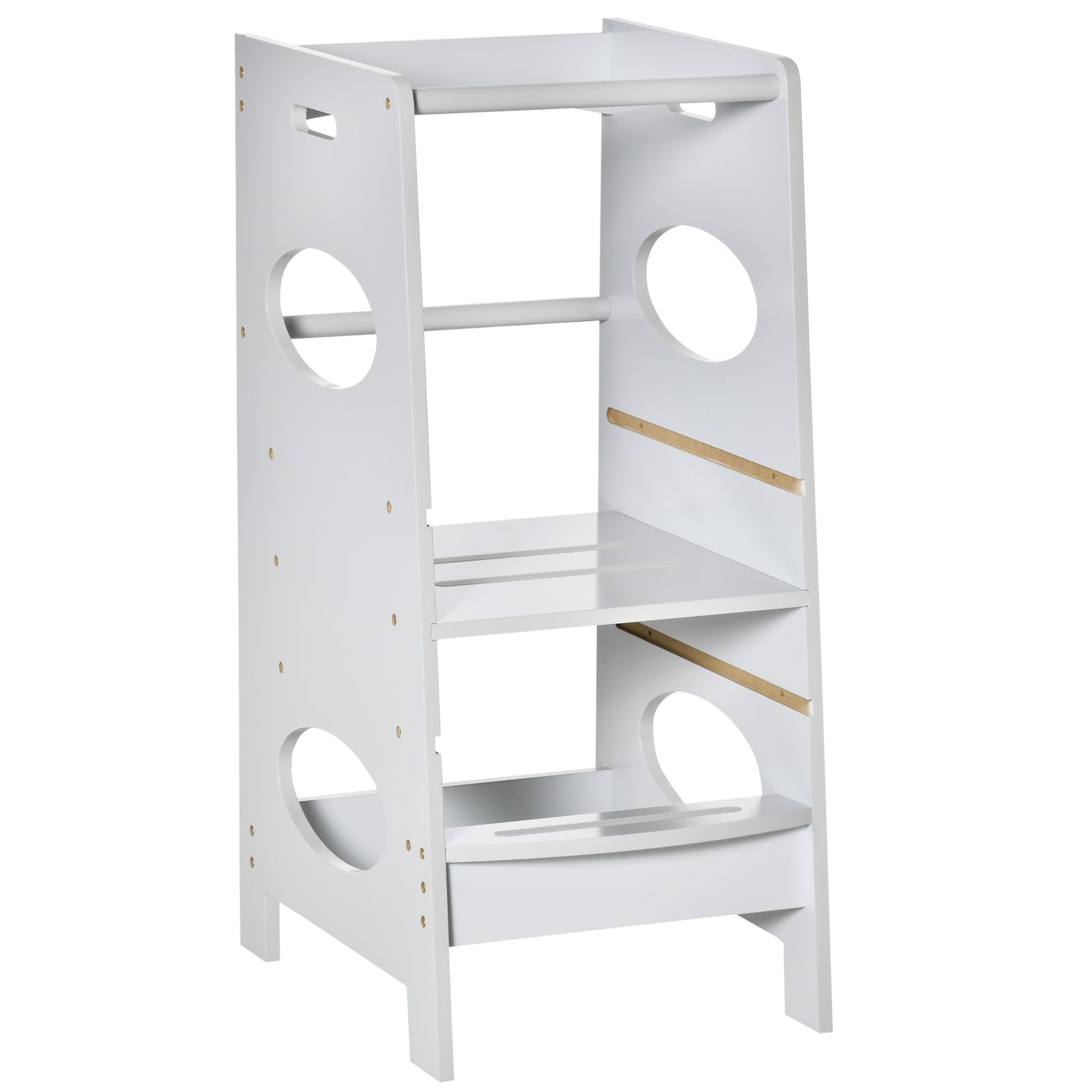 Kids Step Stool Toddler Kitchen Stool Tower with Adjustable Standing Platform, Grey
