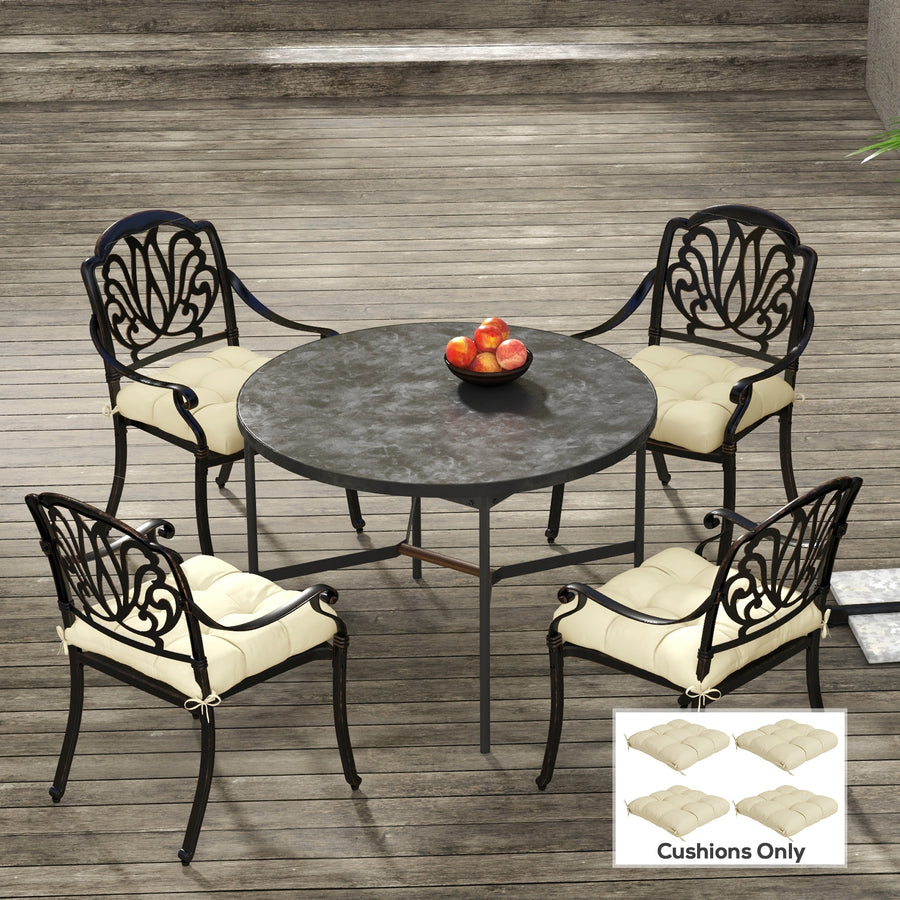 4-Piece Seat Cushion Pillows Replacement, Patio Chair Cushions Set with Ties for Indoor Outdoor, Beige