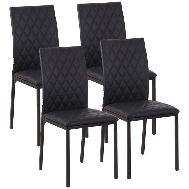 HOMCOM Modern Dining Chairs with Metal Legs, Set of 4 Leather Dining Chairs, Upholstered Faux Leather Accent Chairs for Kitchen, Black | Aosom UK