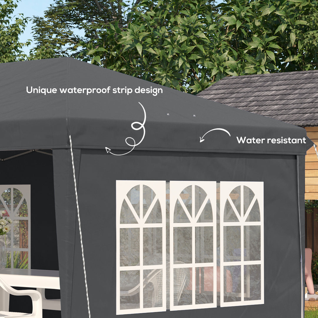 3 x 6m Pop-Up Gazebo, with Removable Walls - Grey