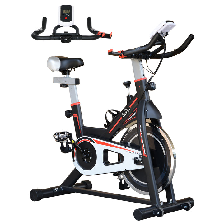 Exercise Bike, Indoor Cycling, with LCD Display, Heart Rate, Sensor - Black