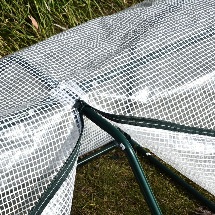 Outsunny Portable Greenhouse Oasis: Mini Metal Frame with PVC Cover, Zippered Access, 99x71x60cm, White | Aosom UK