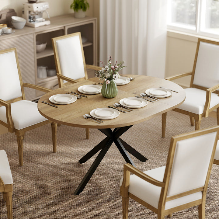 Extendable Dining Table for 4-6, Industrial Kitchen Dinner Table with 