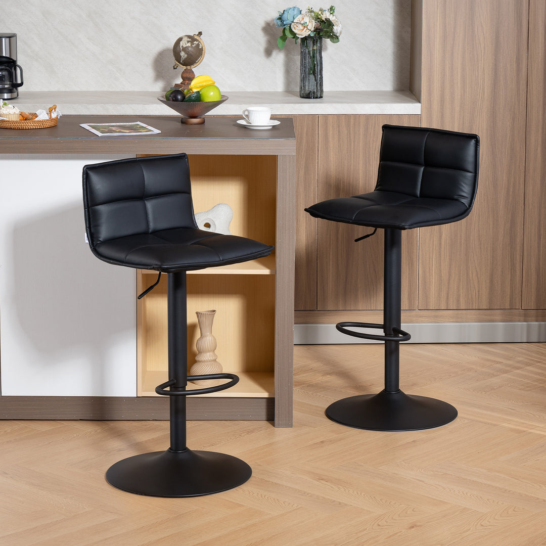 Set of Two Modern Faux Leather Bar Stools