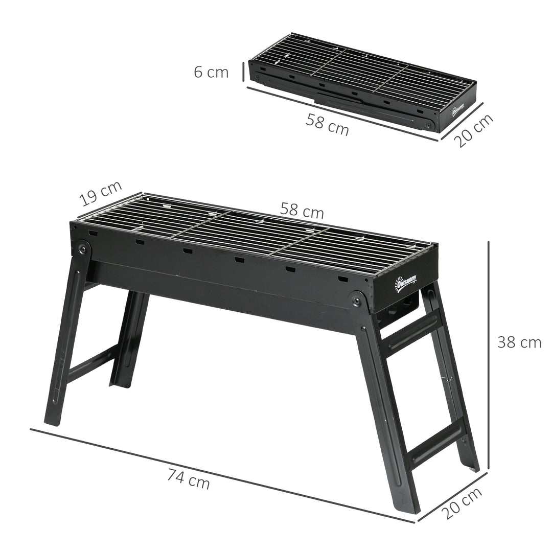Foldable Charcoal Grill - Black