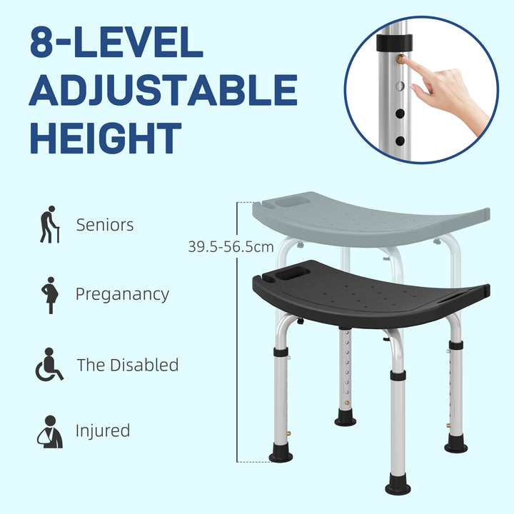 Height Adjustable Bath Stool, Aluminium Shower Stool with Non-Slip Pads for Elderly, Disabled, Seniors, Pregnant, Black