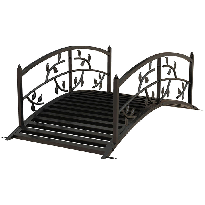 1.2M Metal Decorative Vine Pattern Arch Garden Bridge, Black