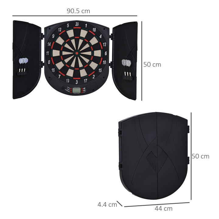 Electronic Dartboard Set 26 Games and 185 Variations with 6 Darts and Cabinet to Stroage Multi-Game Option Ready-to-Play