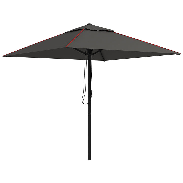 Outsunny Waterproof Garden Parasol Umbrella with Air Vent, Outdoor Market Table Sunshade Canopy with Decorative Edging, Grey | Aosom UK