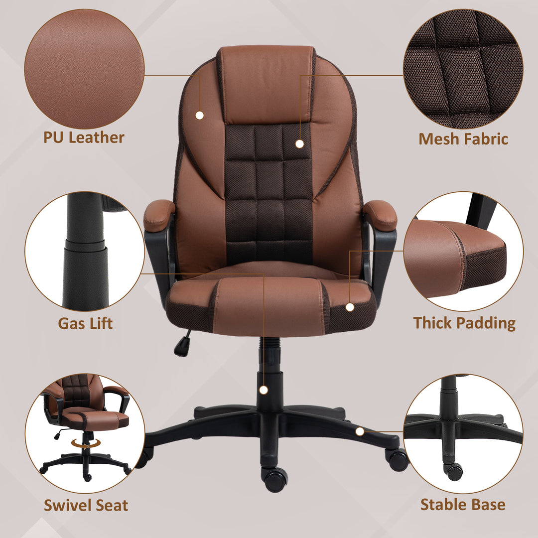 HOMCOM Faux Leather Office Chair - Brown | Aosom UK