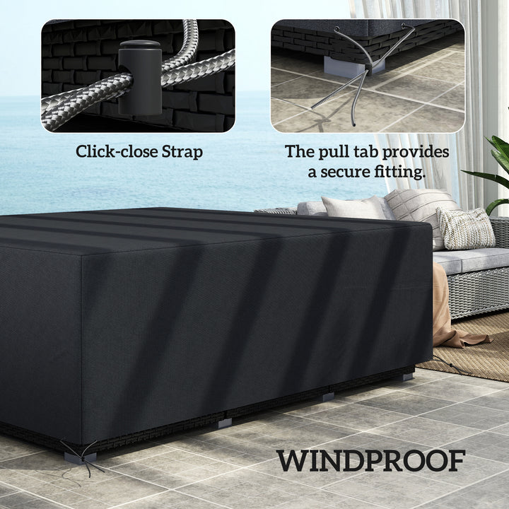 600D Oxford Outdoor Garden Furniture Sofa Set Cover, Waterproof Anti-UV Rattan Sun Lounger Protection Protector Cover, 225L x 210W x 70Hcm, Black