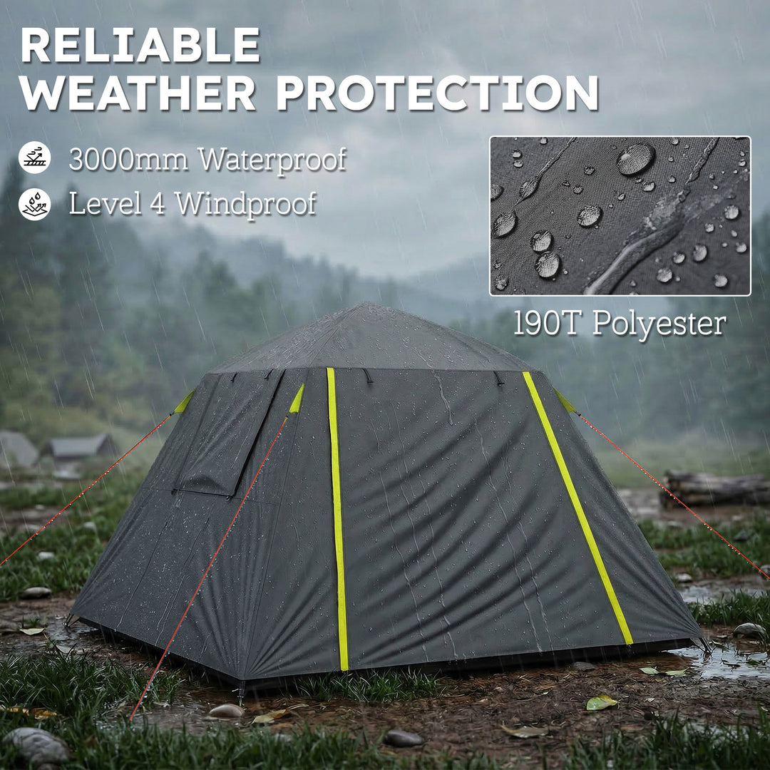 Camping Tent 3000mm Waterproof Tent with 2 Doors for 2 Person, Grey &amp; 