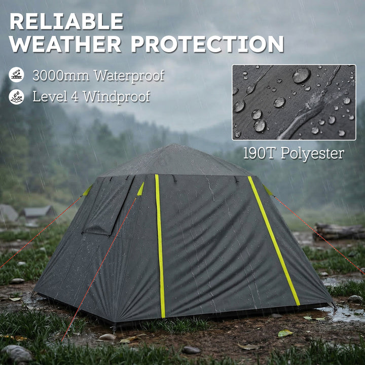 Camping Tent 3000mm Waterproof Tent with 2 Doors for 2 Person, Grey &amp; 