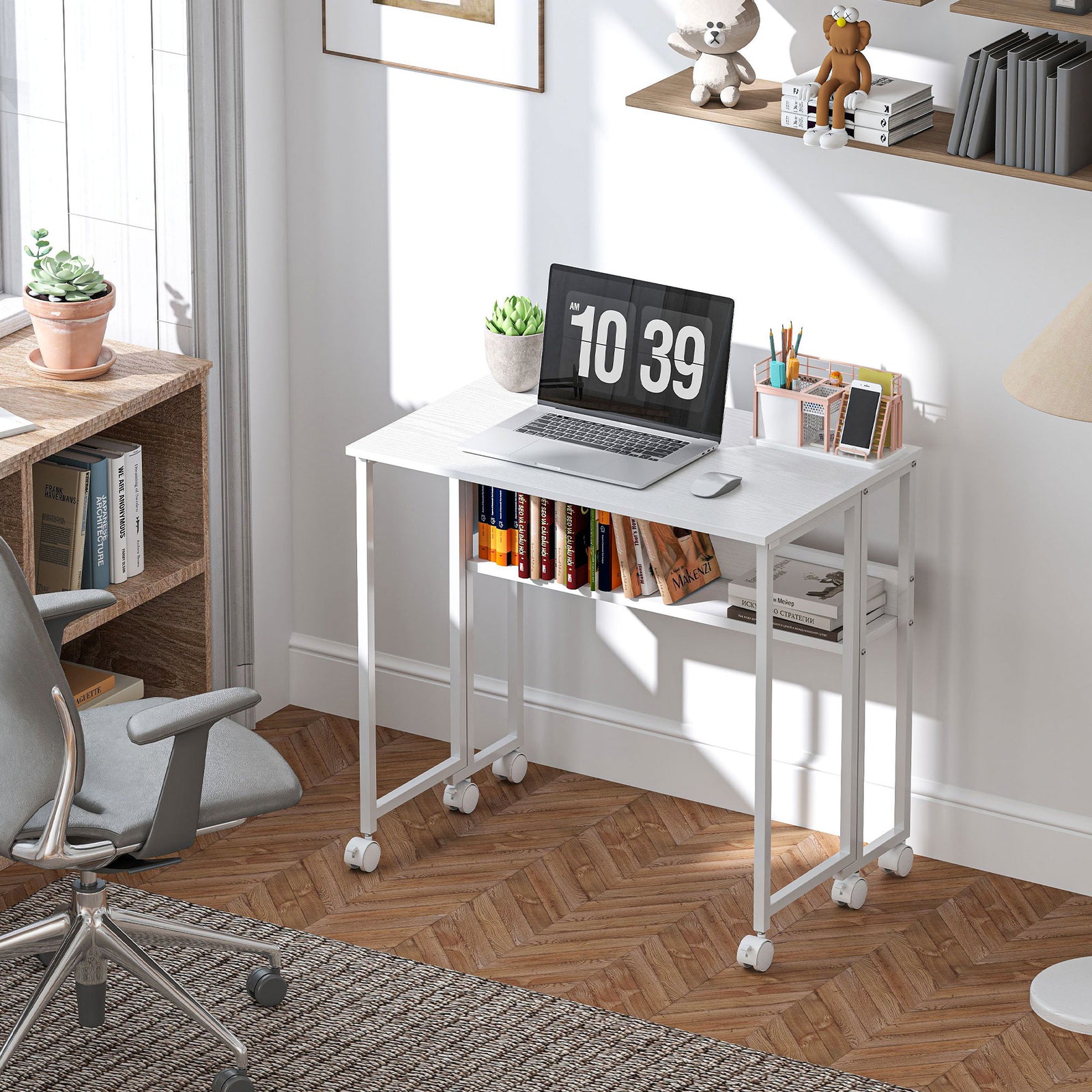 80 cm Drop Leaf Writing Work Desk - White