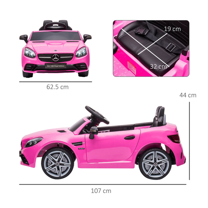 Benz SLC 300 Licensed 12V Kids Electric Ride On, with Music, Remote Control, LED Headlights, Horn, Pink