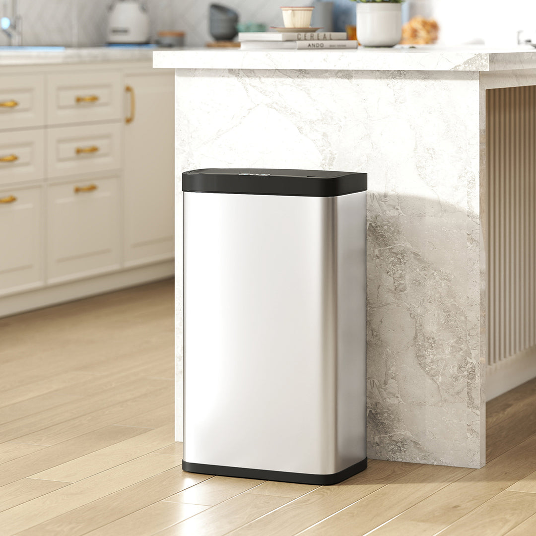 45L Stainless Steel Sensor Bin - Silver Tone