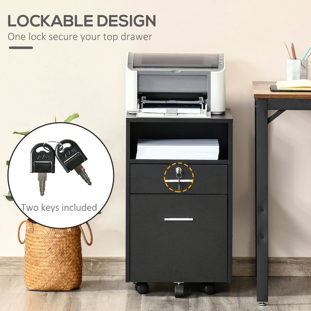 MCL Lockable Two-Drawer Filing Cabinet, with Wheels - Black
