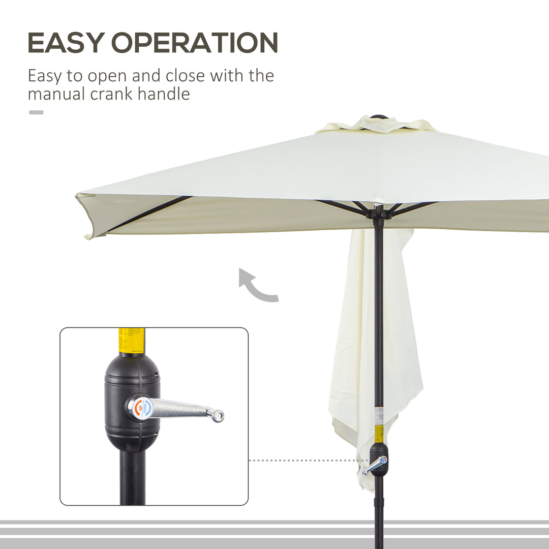 Balcony Half Parasol Semi Round Umbrella Patio Crank Handle (2.3 m, Beige)- NO BASE INCLUDED