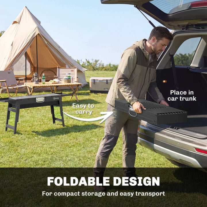 Portable BBQ Grill, Foldable Charcoal Grill for Camping and Picnics wi