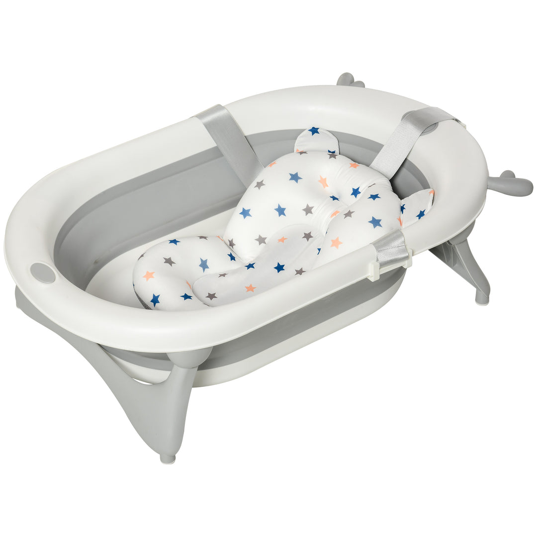 HOMCOM Foldable Portable Baby Bathtub w/ Baby Bath Temperature-Induced Water Plug for 0-3 years | Aosom UK