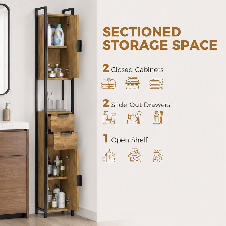 Freestanding Bathroom Cabinet, Tall Bathroom Storage Cabinet with Draw