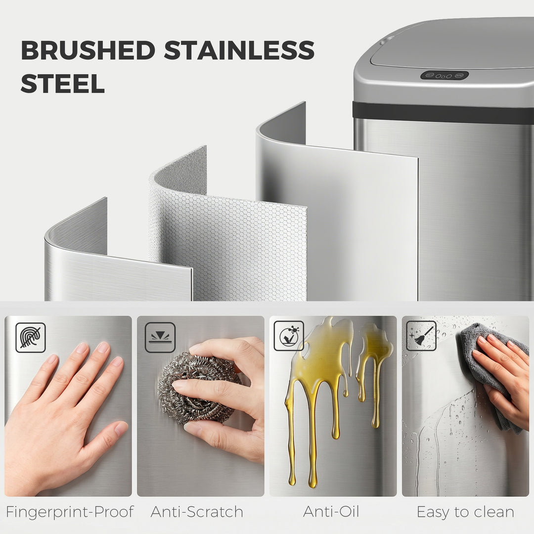 48L Stainless Steel Sensor Bin - Silver-Tone