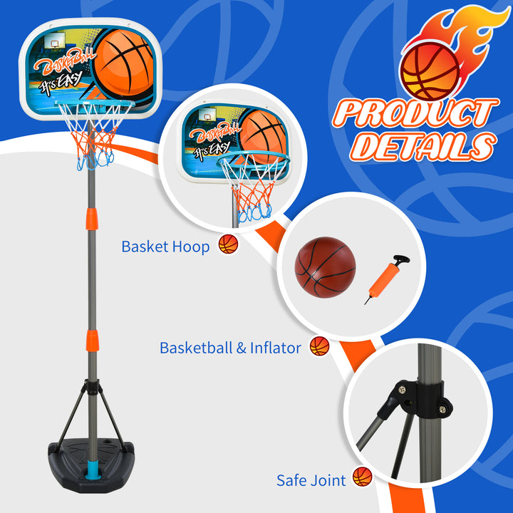 HOMCOM Kids Basketball Hoop: Height-Adjustable Aluminium Stand, Active Play Encourager with Ball | Aosom UK