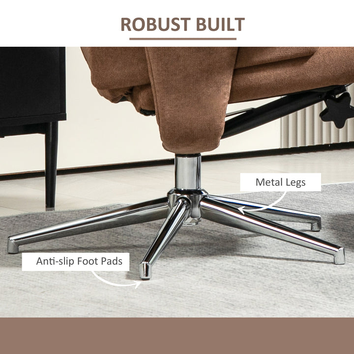 Velvet-Feel Recliner Chair and Ottoman - Light Brown