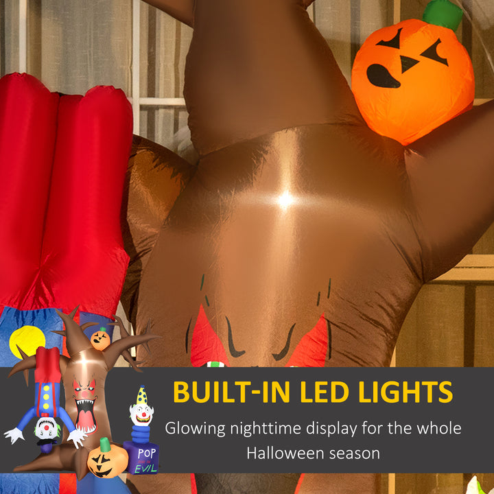 MCL 7ft Inflatable Halloween Ghost Tree with Upside-down Clown Pumpkins, Blow-Up Outdoor LED Display for Lawn, Garden, Party