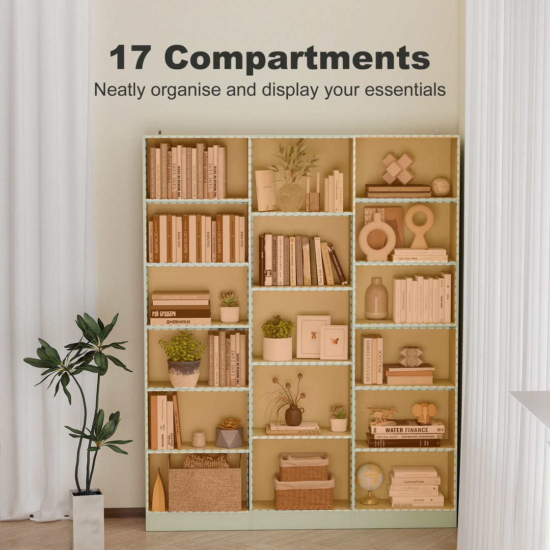 Bookcase with Open Storage, 6-Tier Bookshelf with Anti-Tipping Hardwar