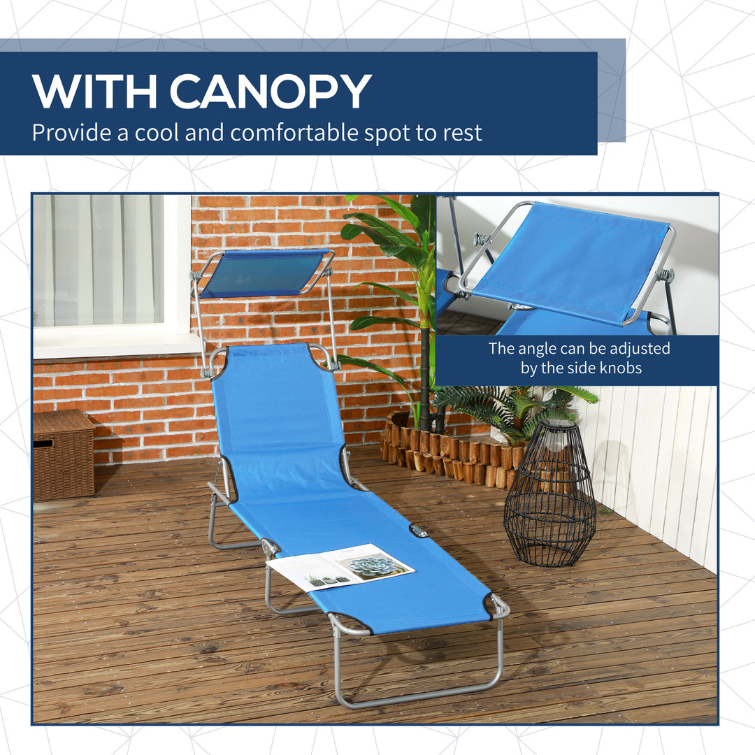 Sun Lounger, with Adjustable Face Canopy - Bright Blue