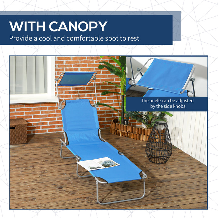 Sun Lounger, with Adjustable Face Canopy - Bright Blue