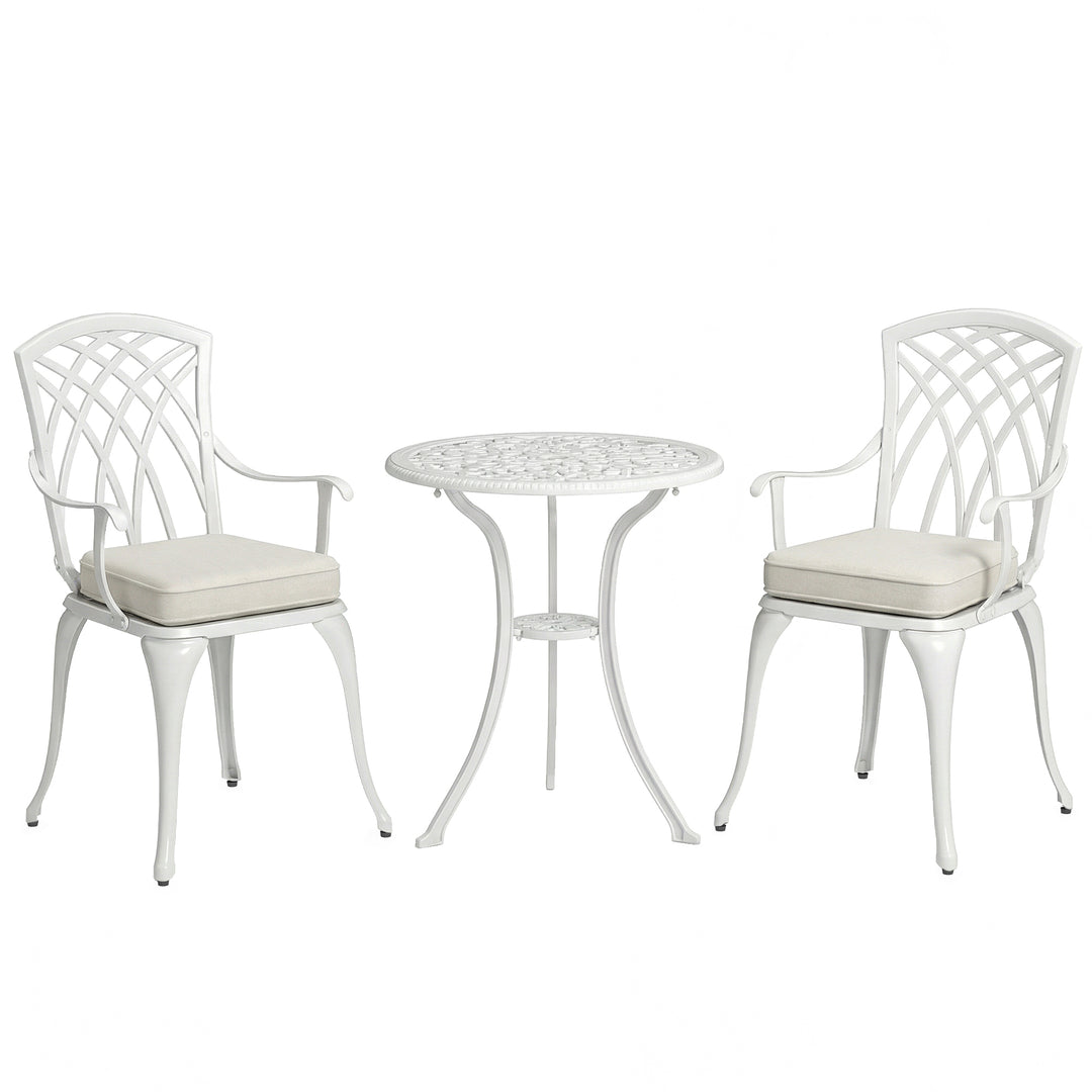 Three-Piece Cast Aluminium Bistro Set - White