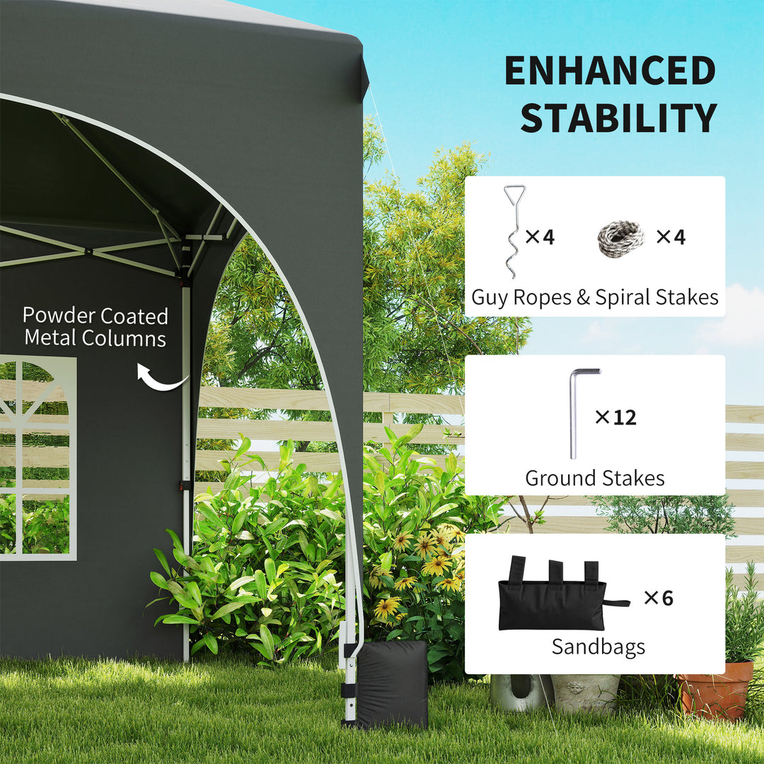 3 x 6m Pop Up Gazebo Shelter with Sides, 6 Sandbags, Peak Top Garden P