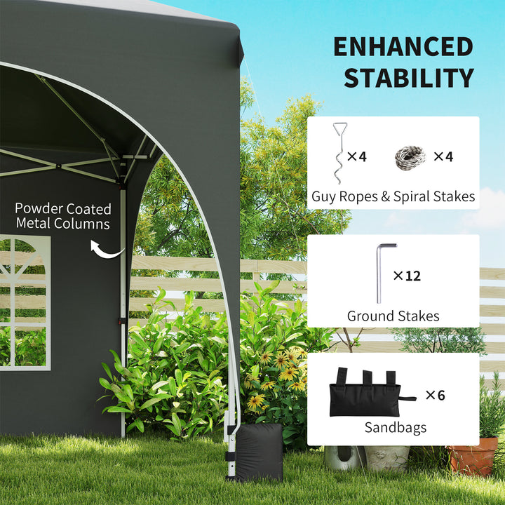 3 x 6m Pop Up Gazebo Shelter with Sides, 6 Sandbags, Peak Top Garden P