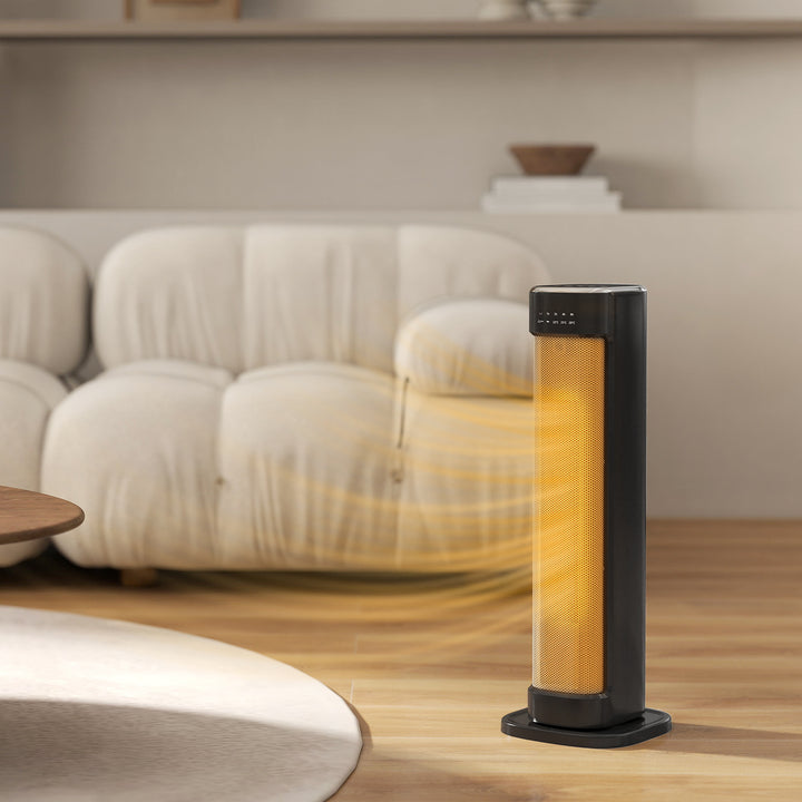 MCL 2000W Ceramic Electric Heater with 3 Heat Settings, Timer - Black