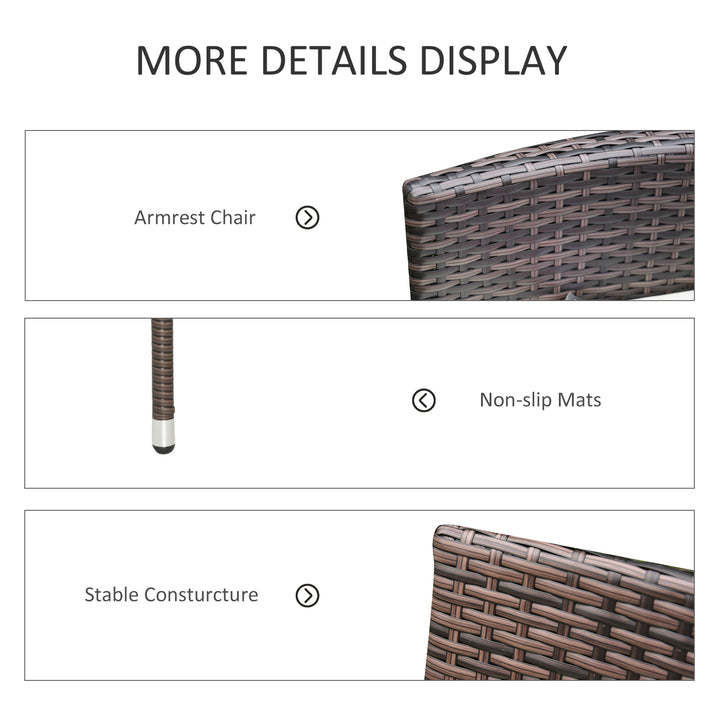2 PC Outdoor Rattan Armchair Dining Chair Garden Patio Furniture w/ Armrests Cushions Mixed Brown