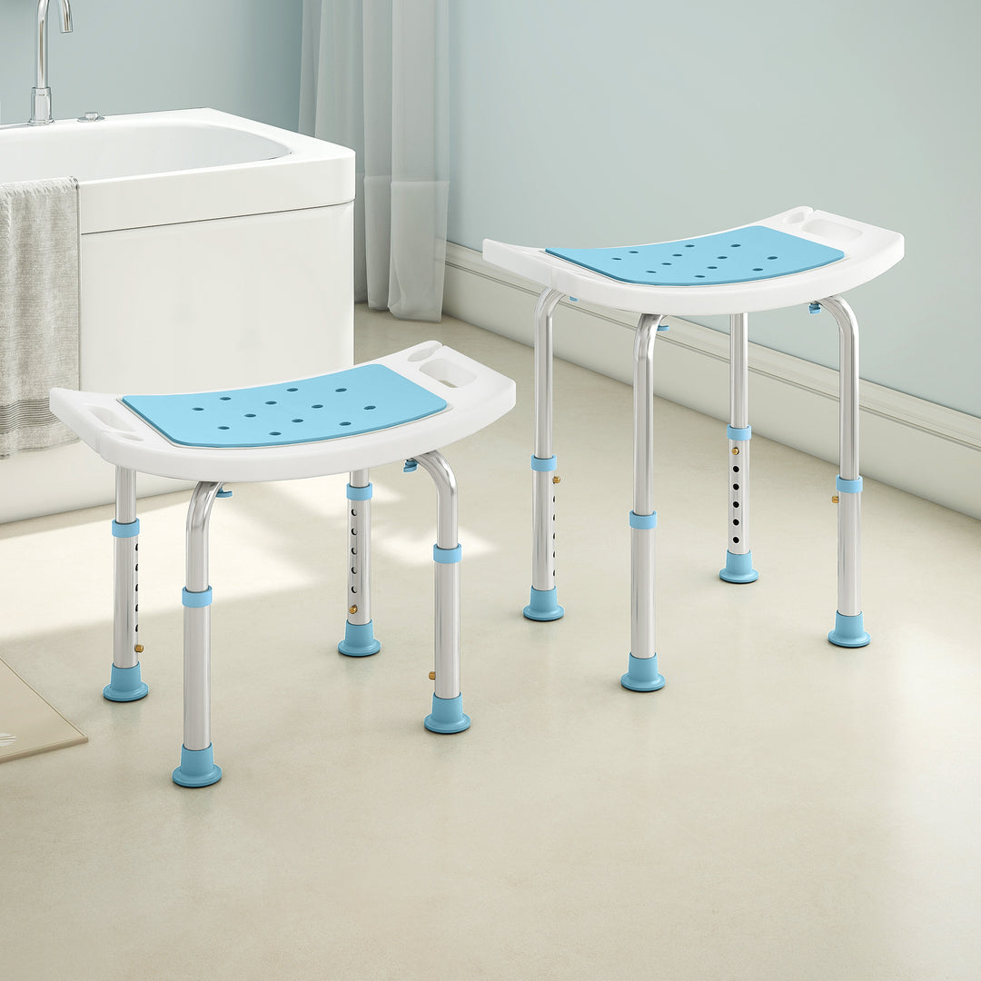 HOMCOM Shower Chair, Adjustable Height Shower Stool with Aluminium Frame and Non-Slip Feet, Bathtub Stool Seat for Elderly Disabled Handicap, Turquoise