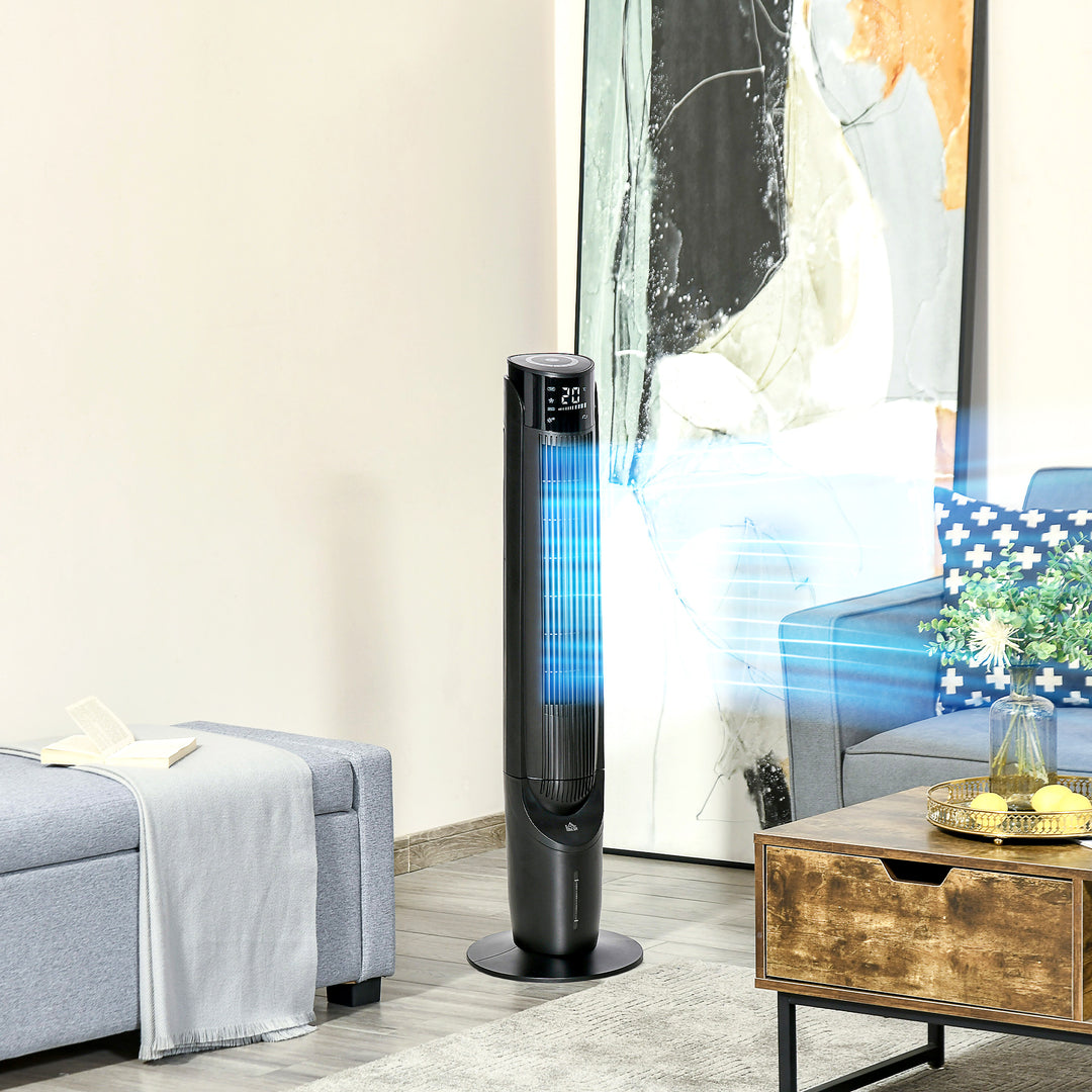 Ice Cooling Tower Fan, Water Conditioner Evaporative Air Cooler Unit with 4 Modes, 3 Speed, Remote Control, Timer, Oscillating for Home Bedroom, Black