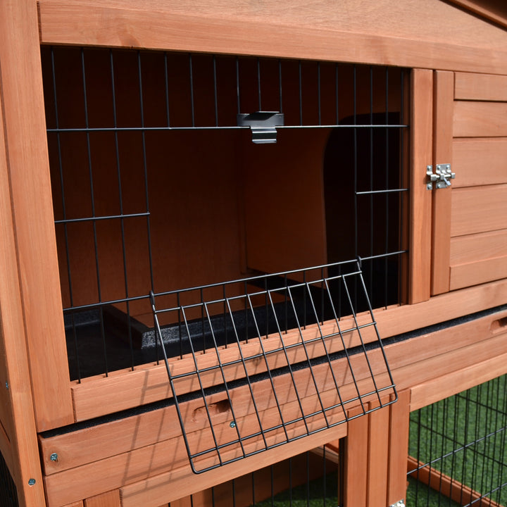 Rabbit Hutch Outdoor Guinea Pig Hutch 2-Tier Bunny Cage with No-Leak Tray 100.5 x 55 x 101 cm