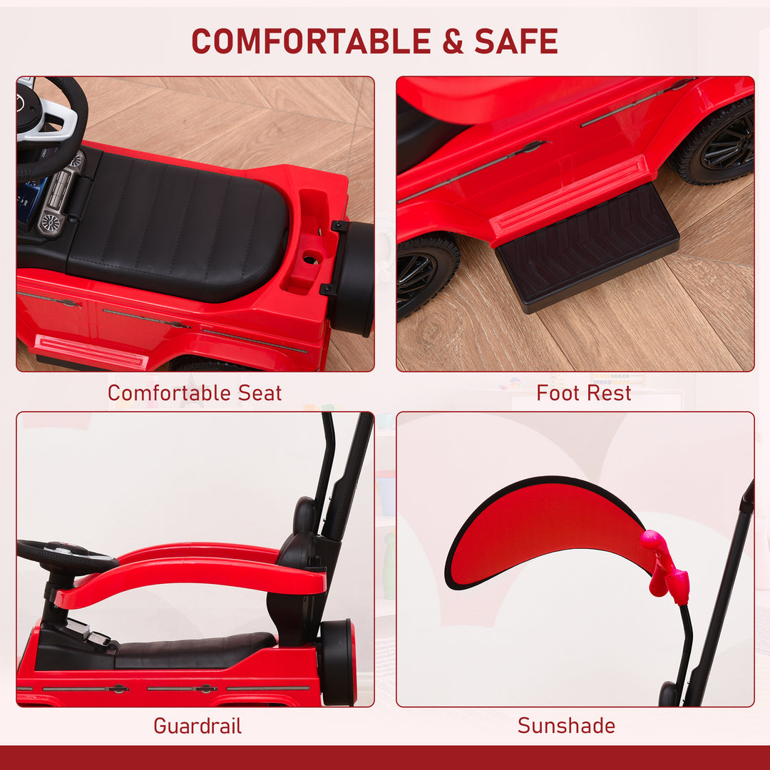 3 in 1 Kids Children Ride on Push Car Toddler Sliding Car G350 Licensed Walker Foot to Floor Slider Push-Along with Horn Steering Wheel NO POWER Manual, Red