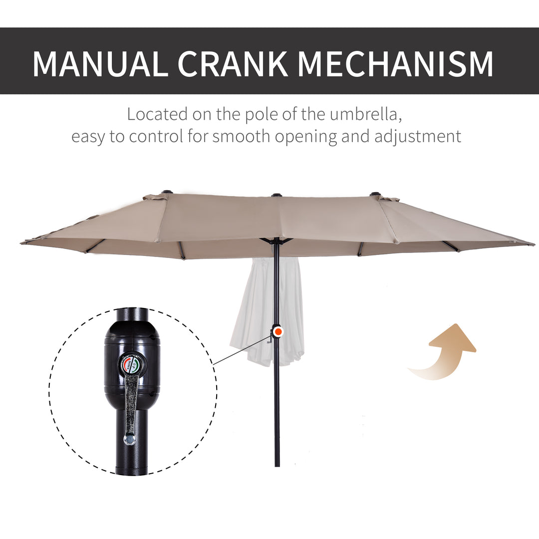 4.6m Double-Sided Patio Parasol Sun Umbrella-Tan