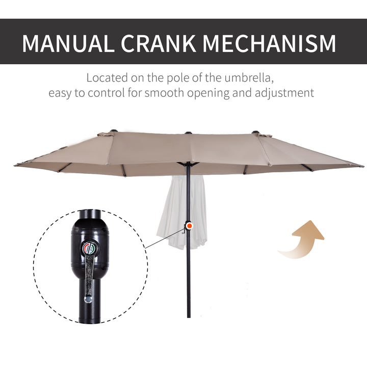 4.6m Double-Sided Patio Parasol Sun Umbrella-Tan
