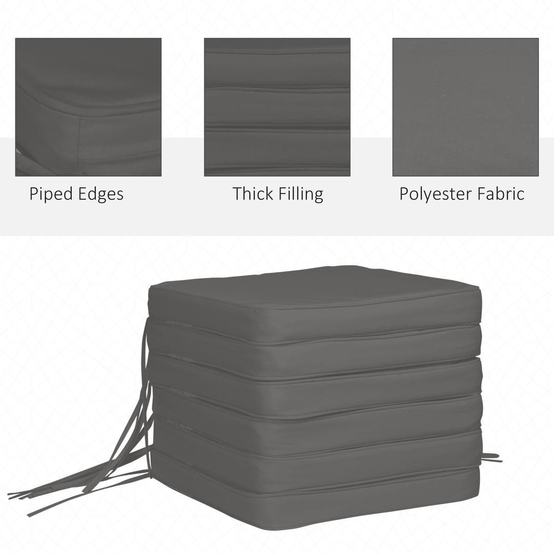 Set of 6 Pcs Chair Cushion, 42Lx42Wx5T cm-Grey