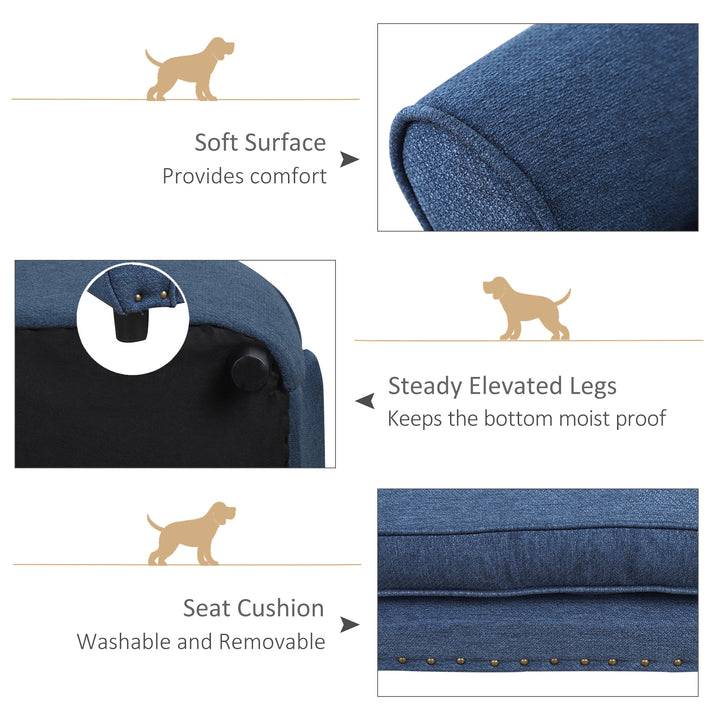 PawHut Dog Sofa for Small Dogs, Pet Chair Couch with Thick Sponge Padded Cushion, Kitten Lounge Bed with Washable Cover, Wooden Frame