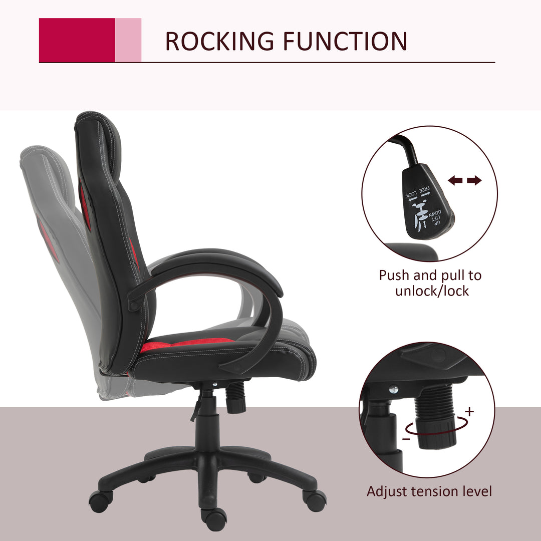 Office Chair Faux Leather Swivel Computer Desk Chair for Home Office with Wheels Armrests Black