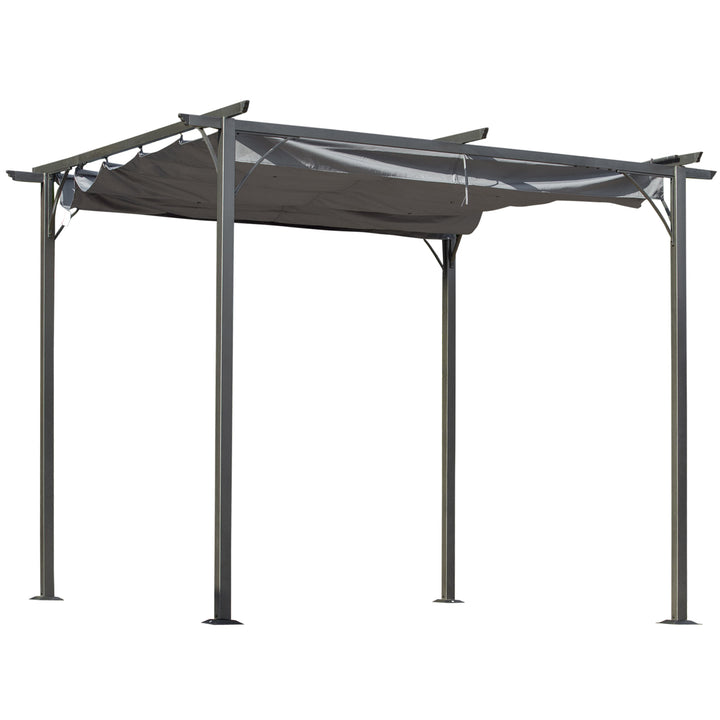MCL 3 x 3(m) Metal Retractable Pergola, Garden Gazebo Metal Pergola Canopy Outdoor Sun Shade Shelter for Party BBQ, Grey