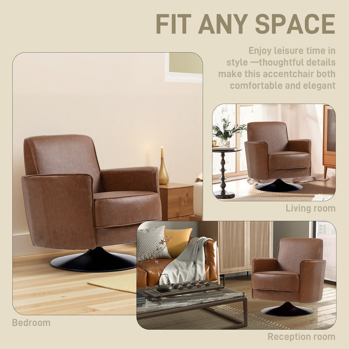 Upholstered Swivel Accent Chair with Thick Padding