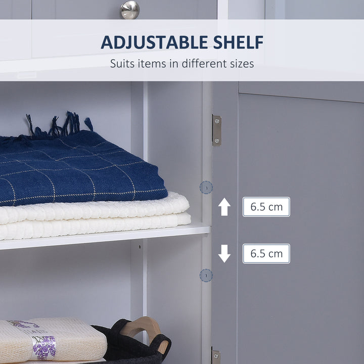 75x60cm Freestanding Bathroom Storage Cabinet Unit w/ 2 Drawers Cupboard Adjustable Shelf Metal Handles Traditional Style Grey White